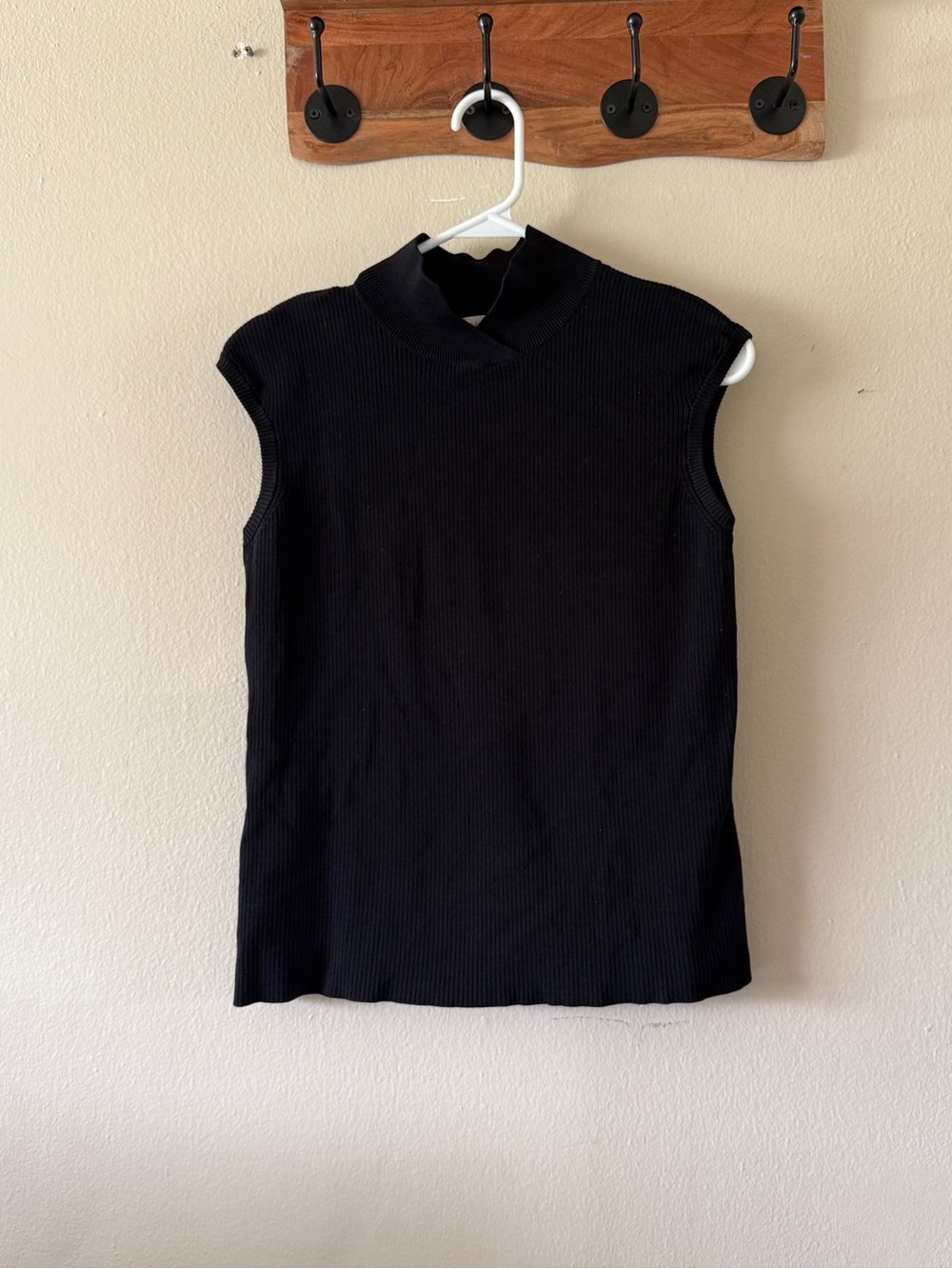 Y2K Coldwater Creek Black Silk Blend Crossover Mockneck Sleeveless Top Size M